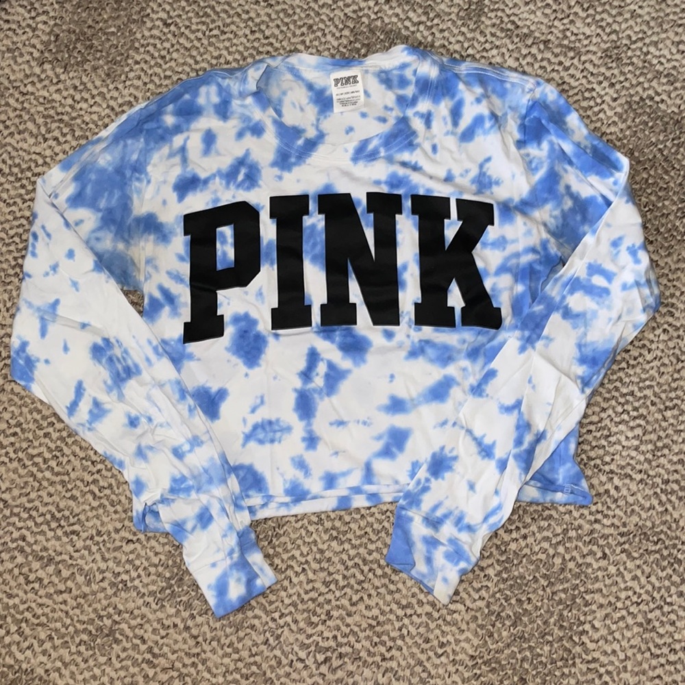 Women’s PINK long sleeve crop shirt tie dye new
